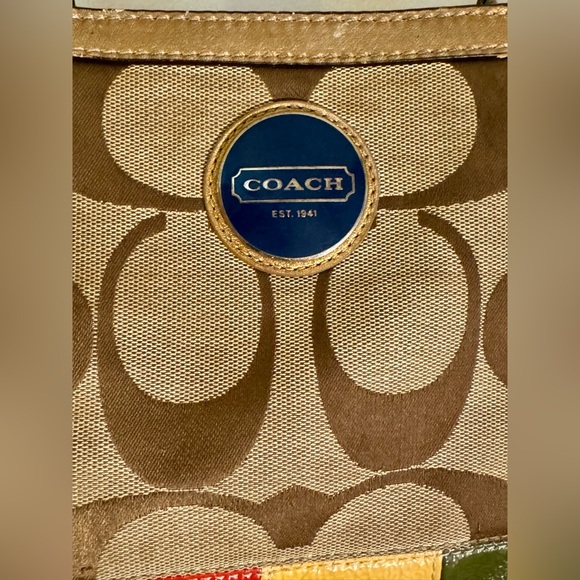 Authentic Coach Gold Signature Legacy Stripe Multi Color Shoulder Bag - Picture 2 of 12